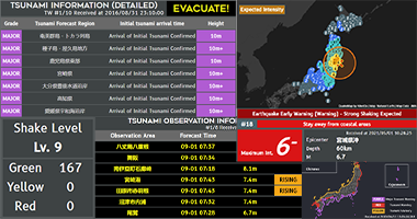 Japan disaster monitoring webpage image